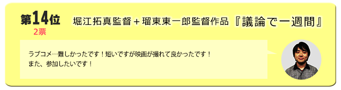 14位　堀江拓真監督＋瑠東東一郎監督